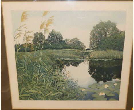 Eleanor Scarfe - limited edition monochrome print, Greenwood  - Wicken Fen, lithograph, signed, titled, and numbered 296/350 
