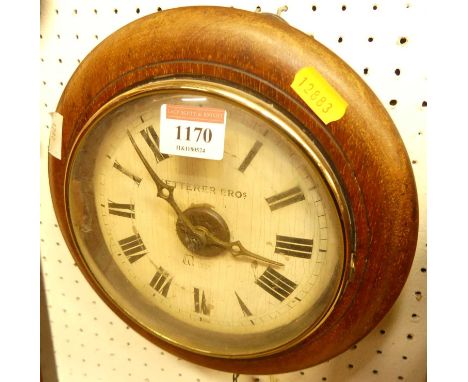 A Victorian postman's alarm clock, the white painted Roman dial signed Ketterer Brothers, with 30-hour weight driven bell str