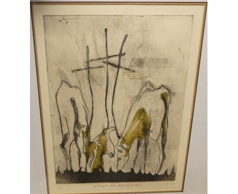 Emile Decaray(?) - Antelopes are Missionaries, limited edition lithograph, signed with monogram, titled and numbered 15/30 in