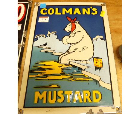 An enamel on metal wall mounted advertising sign titled Colman's Mustard, 34 x 24cm