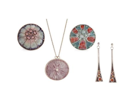 § NORMAN GRANT (1943-2017) 'TREE OF SEASONS' SERIES PENDANT NECKLACE, 1978 silver, enamel, stamped NG/ STERLING SILVER, hallm
