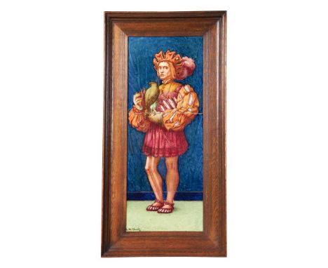 G. W. RHEAD (1854-1920) FOR DOULTON &amp; CO. LARGE PAIR OF TILE PANELS, CIRCA 1900 painted and glazed earthenware, decorated