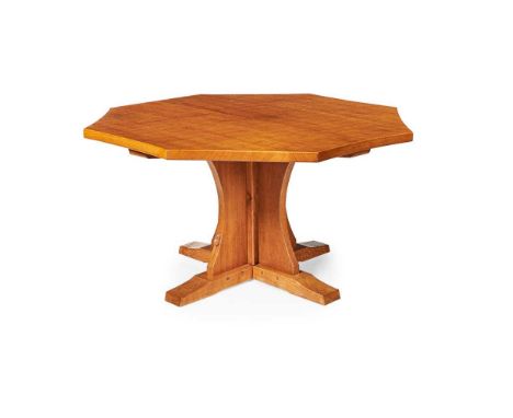 ROBERT 'MOUSEMAN' THOMPSON (1876-1955) ARTS & CRAFTS OCTAGONAL CENTRE TABLE, CIRCA 1970 oak, with carved mouse signature  Dim