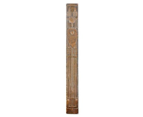 TALWIN MORRIS (1865-1911) GLASGOW SCHOOL DOORPLATE, CIRCA 1895 brass with repoussé decorationDimensions:72.3cm x 8cmNote: Pro