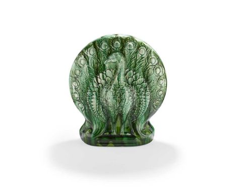 CHRISTOPHER DRESSER (1834-1904) FOR AULT POTTERY PEACOCK VASE, CIRCA 1880 glazed earthenware, impressed ENGLAND, registration