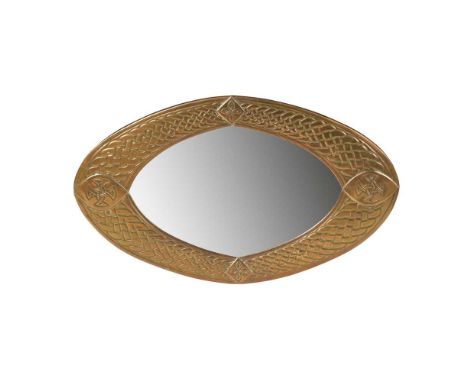 ALEXANDER RITCHIE (1856-1941), IONA  CELTIC REVIVAL MIRROR, CIRCA 1910 brass, mirrored glass Dimensions:41cm x 67.5cmNote: Li