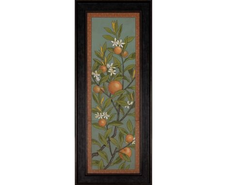MINTON &amp; CO. AESTHETIC MOVEMENT FRAMED TILE PANEL, CIRCA 1880 comprising three large tiles, decorated with flowering and 