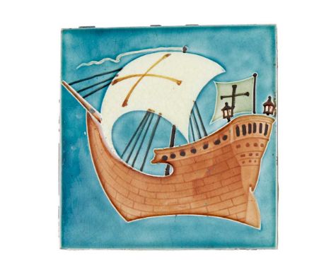 C.F.A. VOYSEY (1857-1941) FOR PILKINGTON'S TILE &amp; POTTERY CO. ARTS &amp; CRAFTS TILE, CIRCA 1920 glazed earthenwareDimens