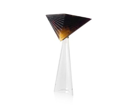 DAUM, FRANCE TABLE LAMP, SECOND HALF 20TH CENTURY clear and frosted glass, pâte de verre, with brass mounts, script etched si