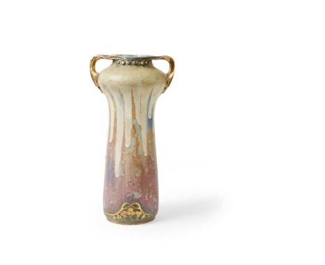 AMPHORA TWIN-HANDLED VASE, CIRCA 1910 glazed porcelain with gilt highlights, impressed AMPHORA 3600/ 1CDimensions:43.5cm high