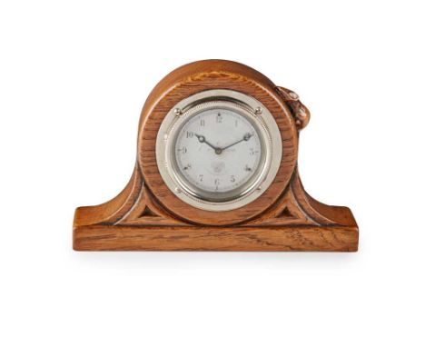 ROBERT 'MOUSEMAN' THOMPSON (1876-1955) MANTEL CLOCK, CIRCA 1935 oak, with carved mouse signature, fitted with an original Smi