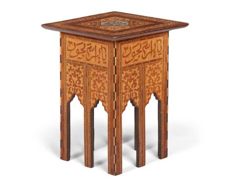 ENGLISH  ANGLO-MORESQUE OCCASIONAL TABLE, CIRCA 1880 marquetry-inlaid, with mother-of-pearlDimensions:38cm square, 52cm high