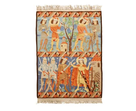 SCANDINAVIAN TAPESTRY HANGING, DATED 1948 wool, cotton, woven makers mark and initials MHT/ 1948 (maker’s symbol ‘S’ with a c