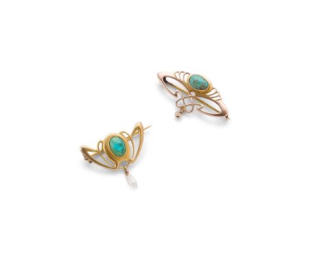 BARNET HENRY JOSEPH (B.H. JOSEPH &amp; CO., 1865-1929) PENDANT, CIRCA 1900 gold, with turquoise cabochon and pearl drop, stam