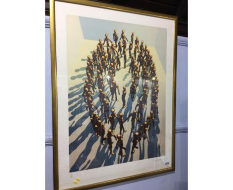 A limited edition print, Derek Carruthers, 29/50, 'Procession', 68 x 50cm