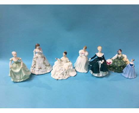 Seven various Doulton, Coalport and Worcester figurines