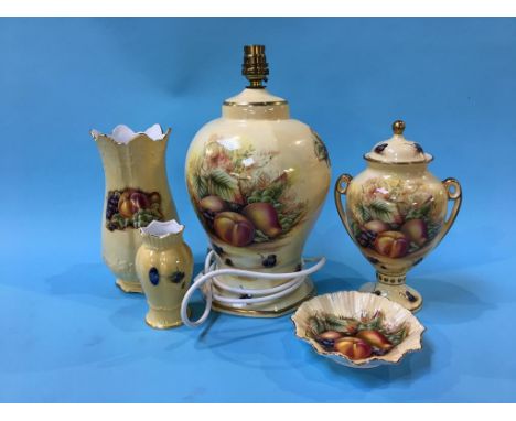 An Aynsley 'Orchid Gold' table lamp, and four other pieces 