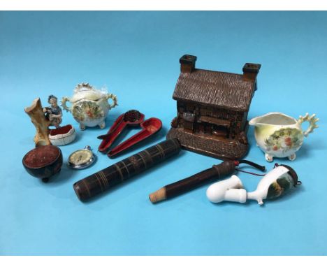 A box of assorted, to include a pipe, stopwatch etc.