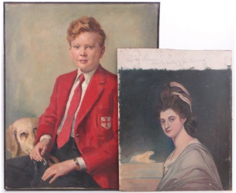 Bernard Fleetwood-Walker,
oil on canvas, portrait of a school boy, signed and dated 1957, 30" x 25", and oil on board after R
