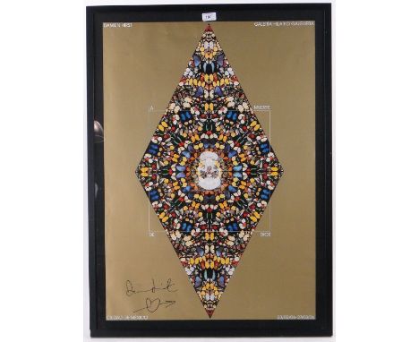 Damien Hirst,
exhibition poster print, "Mexico 2006" signed in pen, 33" x 23", framed.