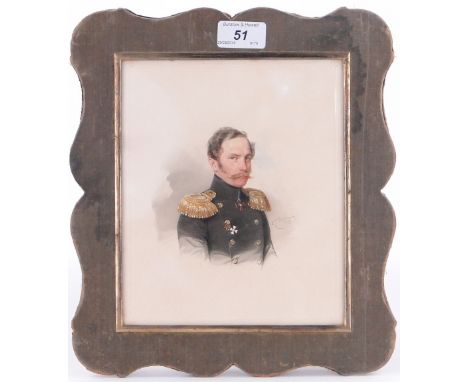 W Mace,
detailed watercolour, portrait of a Military Officer, signed and dated 1847, 8" x 7", framed.
