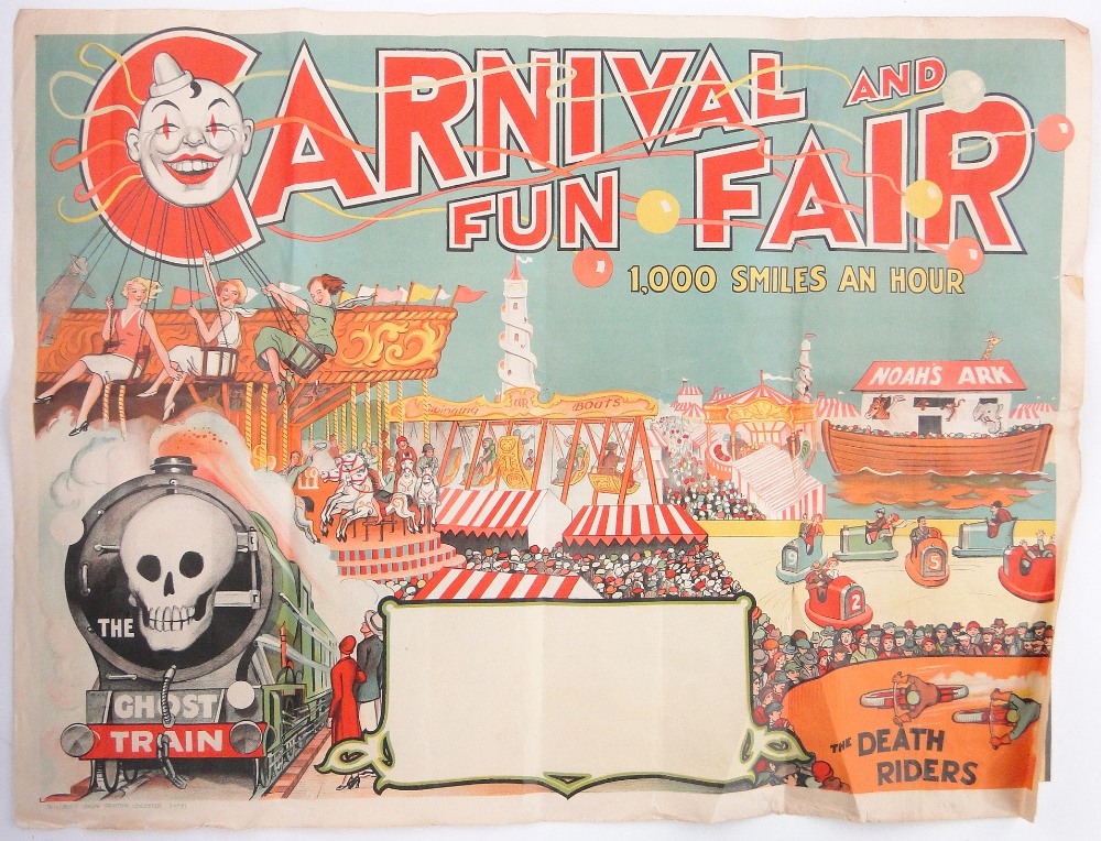 2 mid 20th century Carnival and Funfair posters, printed by Willsons ...