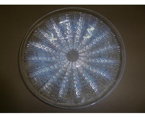 R. Lalique France opalescent glass bowl with "Oursins" sea urchin pattern decoration, signed to centre, diameter 25.5cm, Ht. 