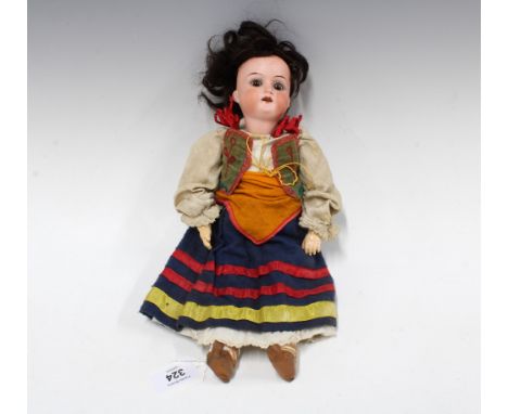 Heubach Koppelsdorf Bisque Head Costume Doll, marked 250 , 31cm