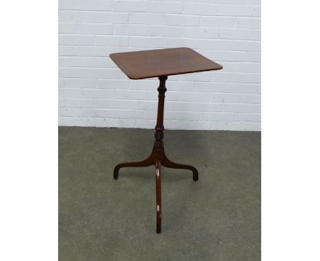 Mahogany pedestal table, tripod legs, 42 x 75cm.