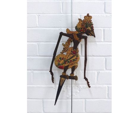 Indonesian style painted wooden shadow puppet, 50cm