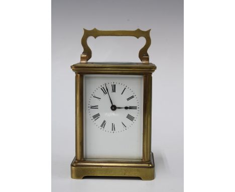 Brass and glass carriage clock, 14cm including handle