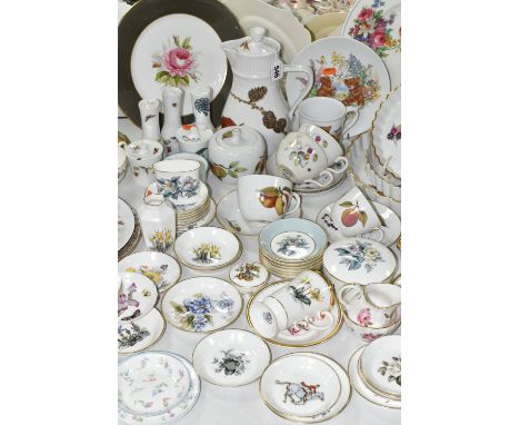 A COLLECTION OF ROYAL WORCESTER CERAMICS, over fifty pieces to include a Wild Harvest pattern coffee pot, three Evesham flan 