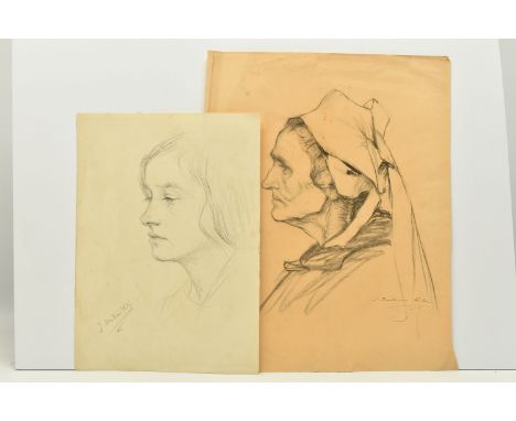 JOSEPH MILNER KITE (1862-1946) A PORTRAIT OF A YOUNG WOMAN, signed lower left, charcoal on paper, approximate paper size 36cm