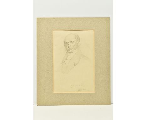 A PORTRAIT OF LUKE HANSARD (1752-1828), a pencil sketch depicting Hansard who's company published reports from Parliament and