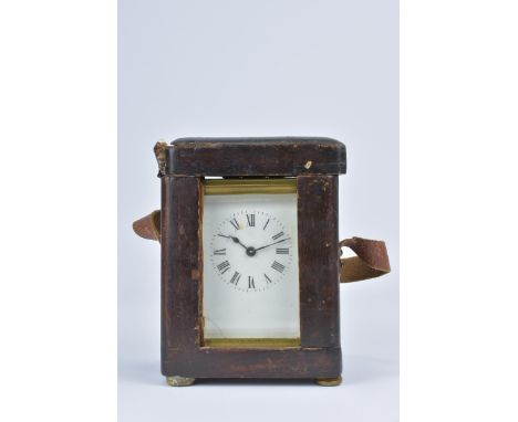 A.C.C Antique French made carriage clock. Brass with wooden box. (Damage to box) Clock&nbsp;size:&nbsp;10.5cm x 7.9cm x 6.4cm