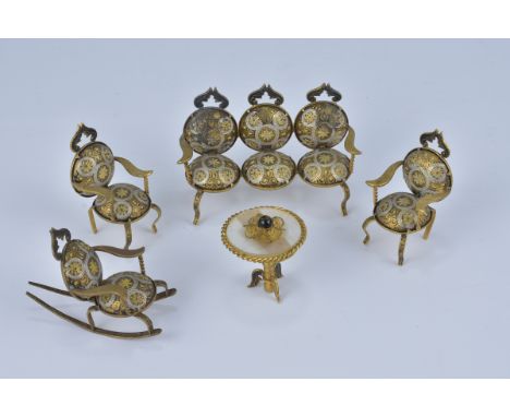 A Set of five miniature button furniture. (5)