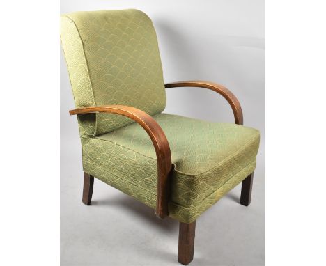 A Vintage Oak Framed Open Armchair 