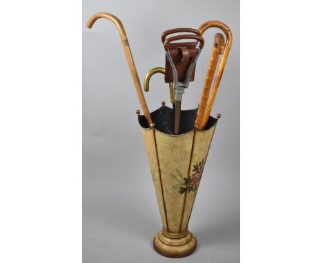 A Mid 20th Century Painted Metal Novelty Stick Stand in the Form of an Umbrella, Handle Requires Refixing, Together with a Co