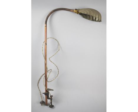 A Vintage Table Top Mounting Adjustable Industrial Work Light with Metal Shade 