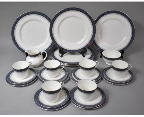 A Royal Doulton Sherbrooke Pattern Breakfast Set to comprise Six Cups, Saucers, Side Plates, Sugar Bowl, Milk Jug and Six Lar