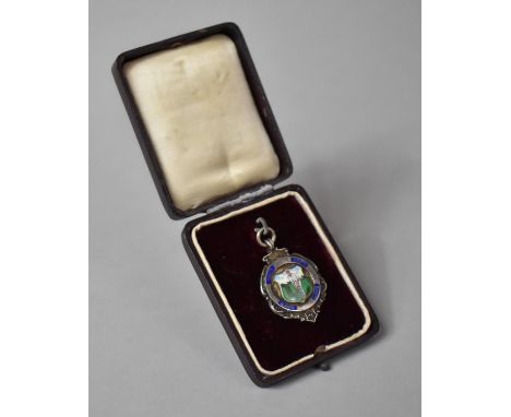 A Silver and Enamel Cricketing Medal, Hallmarked Birmingham 1935 