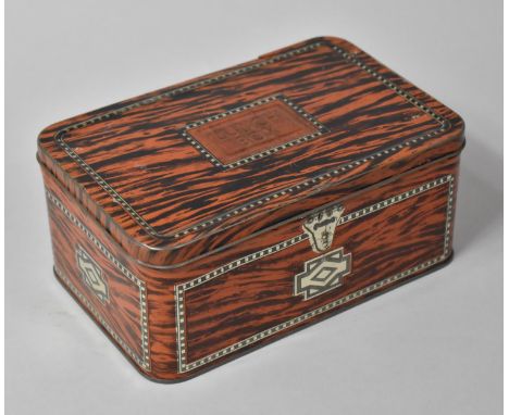 A Vintage Scumble Glaze Effect Tin Lunch Box with Hinged Lid, 22x14cm 