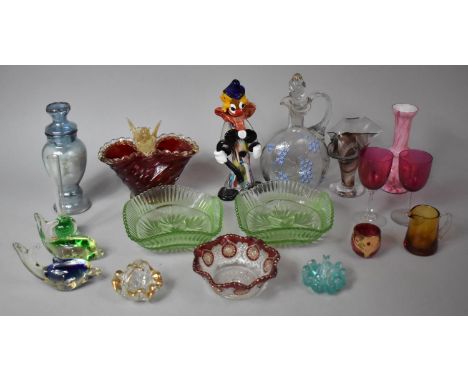 A Collection of Various Glassware to comprise Murano Item, Clown Ornament Etc (Varying Condition Issues) 