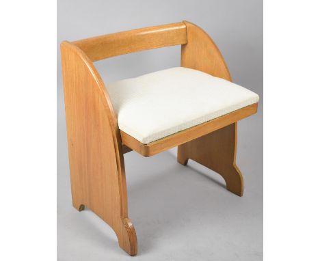 A Vintage Oak Framed Dressing Table Stool with Pad Feet 