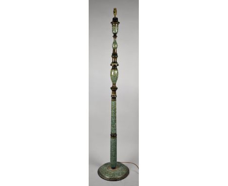 A Nice Quality Edwardian Lacquered Kashmiri Papier Mache Standard Lamp with Floral Decoration 
