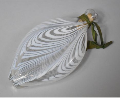 A Late 19th Century Nailsea Glass Flask of Compressed Ovoid Form with White Opaque Decoration 