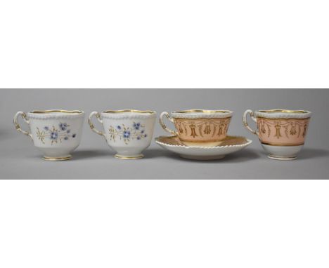 A Collection of Decorated Porcelain Cabinet Cups and a Cabinet True Trio 