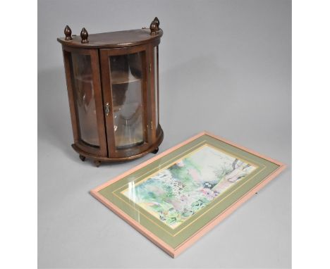 A Framed Print and a Wall Hanging Bow Fronted Display Cabinet