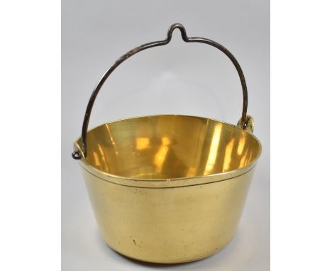 A Vintage Polished Brass Jam Kettle, 29cm Diameter 