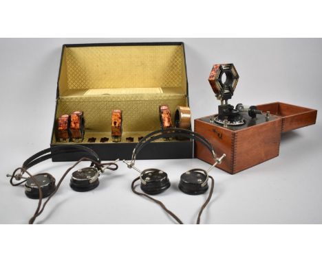 A Vintage Wooden Cased Cats Whisker Crystal Radio by L McMichael Ltd, London no.003 Together with a Cased Collection of Ediso